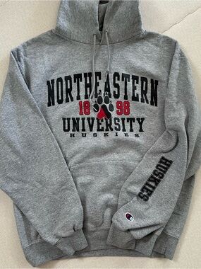 Champion Gray Northeastern University Huskies Crewneck Hoodie